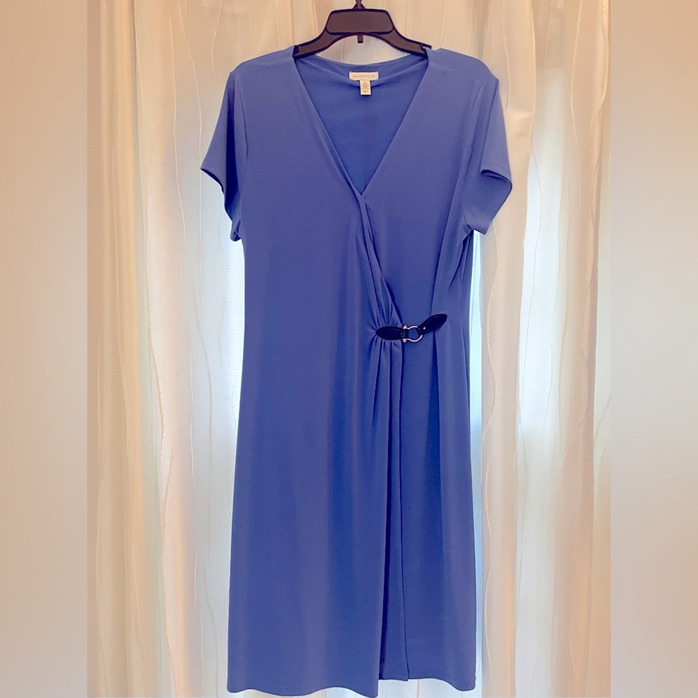 Charter Club Large Faux-Wrap Dress, Royal Blue Size L
